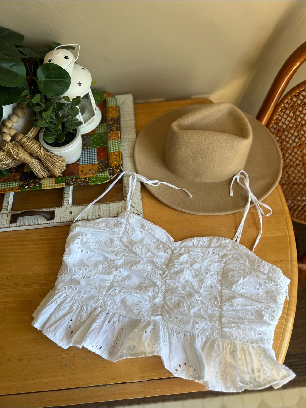Zara | White Eyelet Ruffle Crop Top
